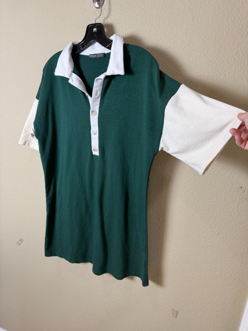 SHEIN Rugby Polo Shift Dress Tunic Colorblock Size XS Green White - Picture 2 of 9